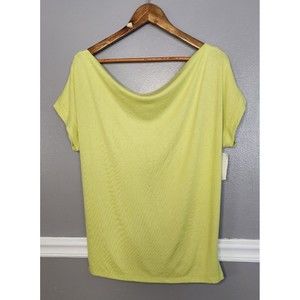 Halston Studio Open Back Top Green Size XS Drape Back Pullover Womens